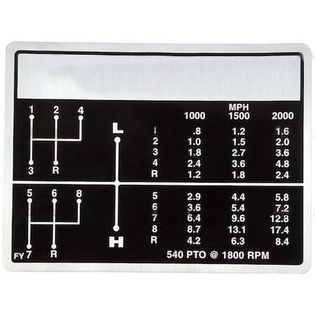 Aftermarket S.60672 Decal, Shift Pattern, 8 Speed, Live Pto MAE30-0182